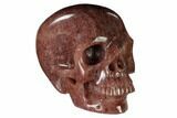 Realistic, Carved Strawberry Quartz Crystal Skull #150905-2